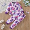 Girls' Purple Floral Long Sleeve Pajama Set