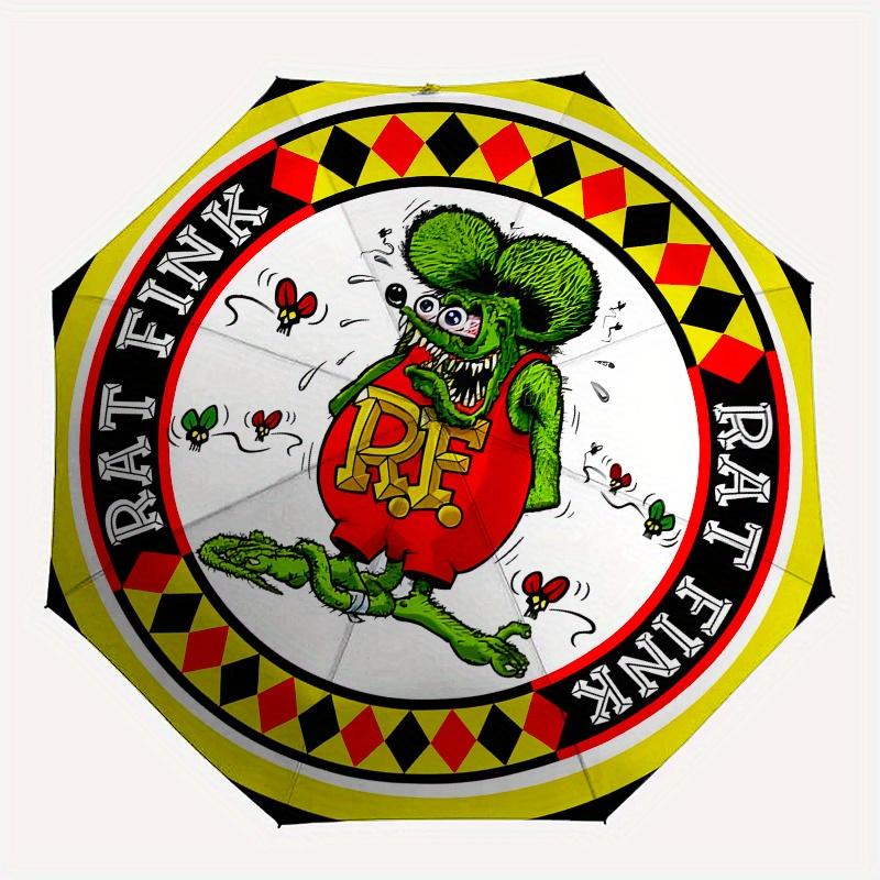 Rat Fink Classic Pin - Green Mouse withRed Overalls - Vintage Style Automotive EmblemUmbrella, Portable 3-Fold Compact Umbrella for Men & Women Gift