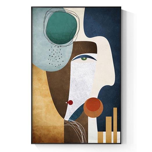 Moderní abstraktní obrazová malba Rozdělená tvář Geometrické plátno Obrazy plakátů Picasso Nástěnné obrazy pro obývací pokoj Home Decor