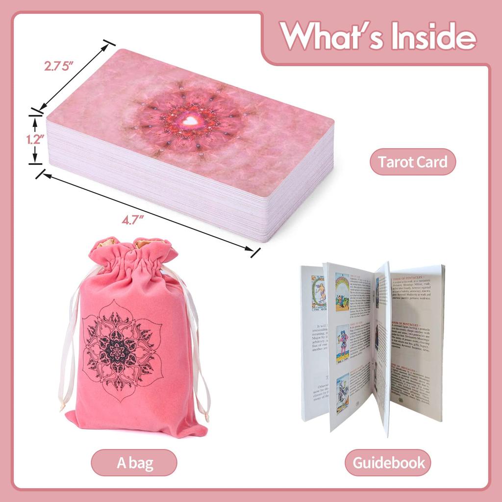 Erbacan Tarot Cards with Guidebook 78 Classic Tarot Card Deck Divination Game for Beginners or Professionals Learning Tarot Cards Pouch - (Free Bag)