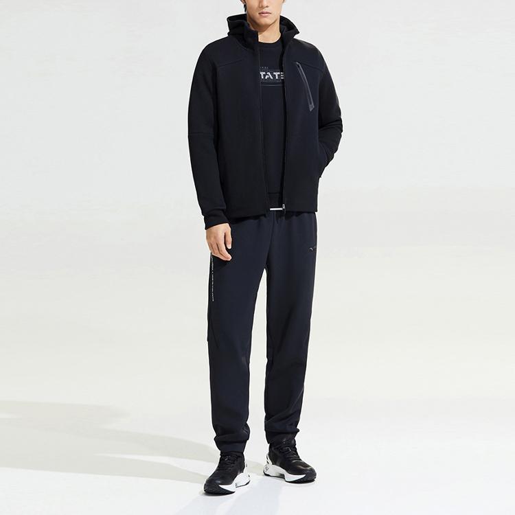 Anta Sports Casual Knit Hooded Jacket Men Jackets Black 152317733-5