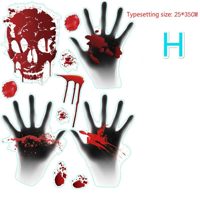 Halloween Decorations Blood Prints Wall Stickers Blood Footprints Ghost Axe Props Easter Stickers Window Stickers