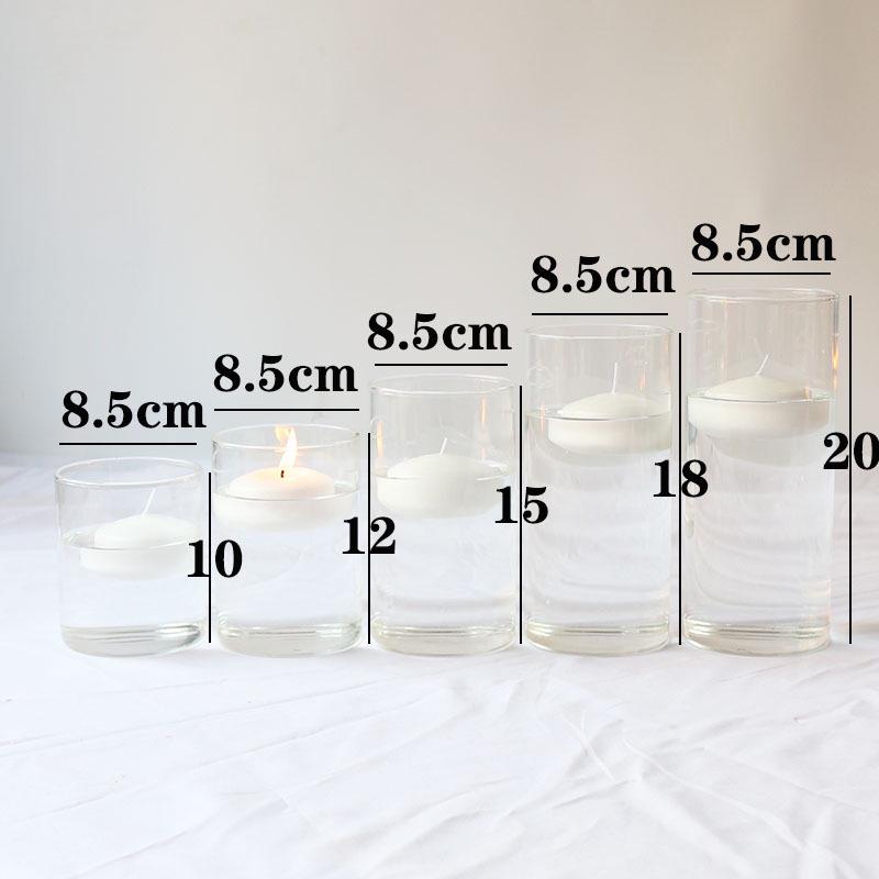 Glass Candle Holders for European Romantic Dinner, Wedding, Birthday, or Hotel Events - Floating Water Candles Included