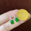 Green Small and fresh Natural Chalcedony Square Butterfly Stud Earrings Fashion Exquisite Simple Jewelry for Women gift