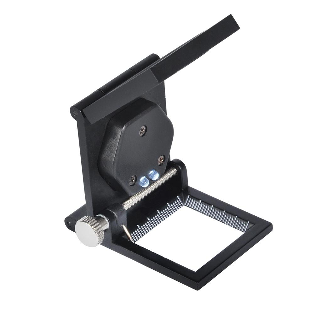 1ks LED Skládací Stojan Látková Čtvercová Lupa Zvětšovací 10X Čočka Hodinářské Klenotnické Nářadí