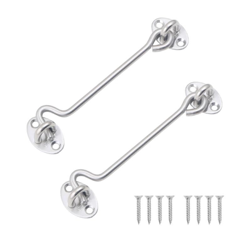 

Pack of 2 Stainless Steel Door Window Hook Strong & Versatile Barn Door Swivel Window Hook Lock for Shed Gate Garage