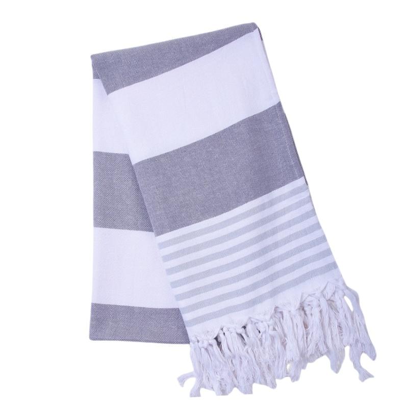 100% Cotton Turkish Beach Towels Ultra Soft Strip Beach Towel Custom Quick Dry Cotton Towel With Tassels 39*71 &180-200gsm