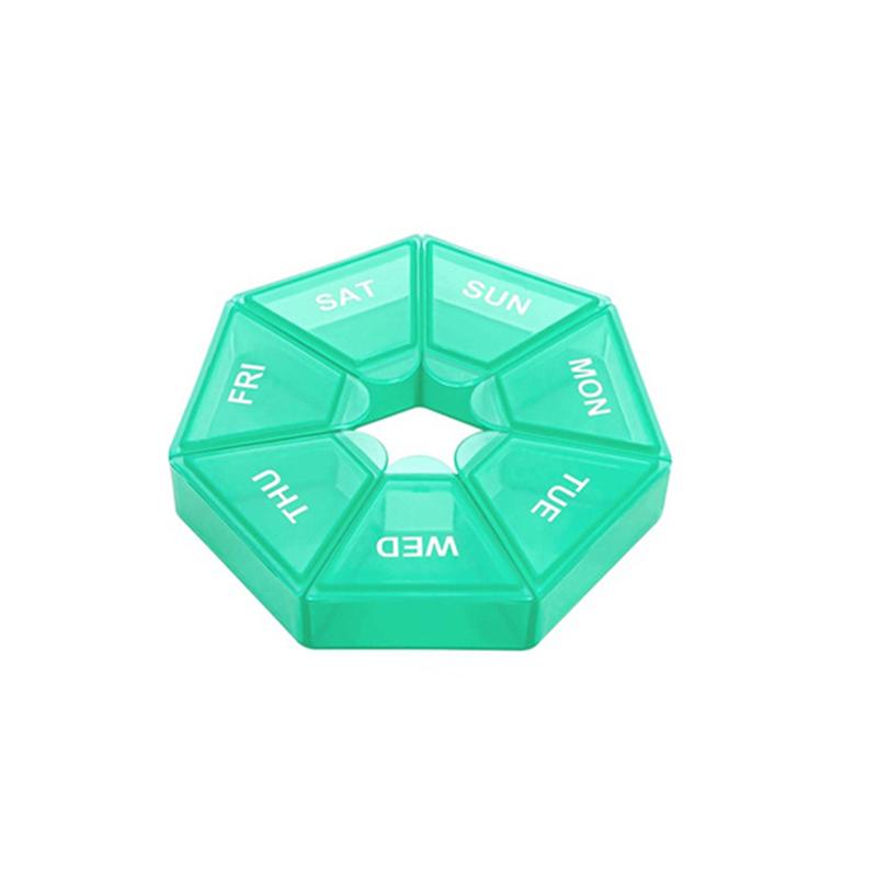 

Портативный 7-дневный восьмиугольный органайзер для таблеток с маркированными отделениями армия зеленый