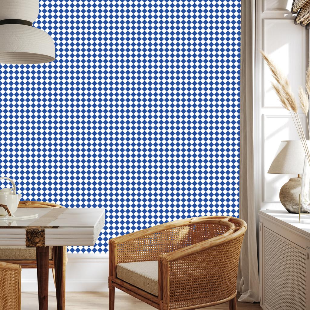 Geometric Blue and Azure Diamonds Wallpaper for Living Room and Bedroom 50x1000