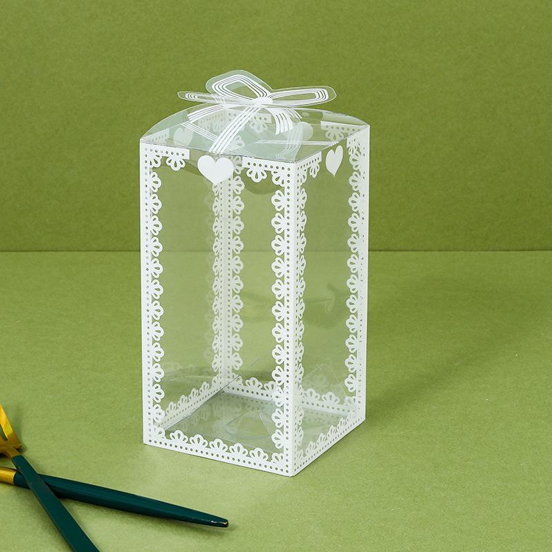 5/20 Stück transparente Spitzen-Herz-Geschenktüten Schachteln PVC-Leckerli-Boxen mit Band für Hochzeitsgeschenke Kekse Desserts und Party-Auslage