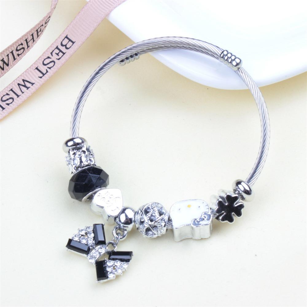Beaded Bracelet Bangle Multi Element Stainless Steel Copper Alloy Open Spring Snake Bone Chain