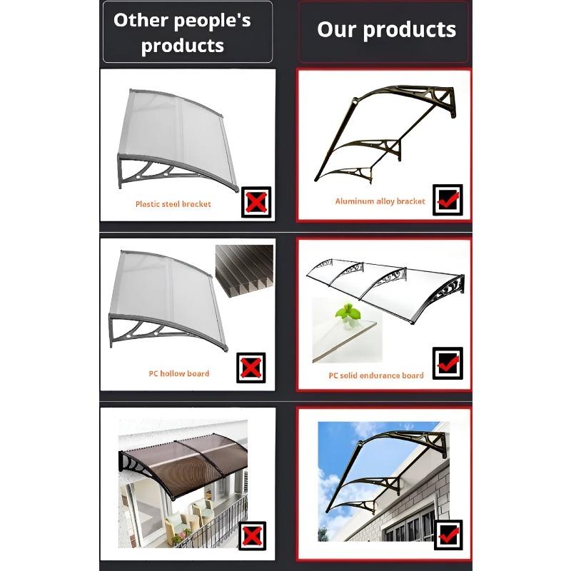 Sunshade Polycarbonate Sunshade Aluminum Alloy Bracket Door and Window Eaves Rain Cover Large-sized Silent Awning