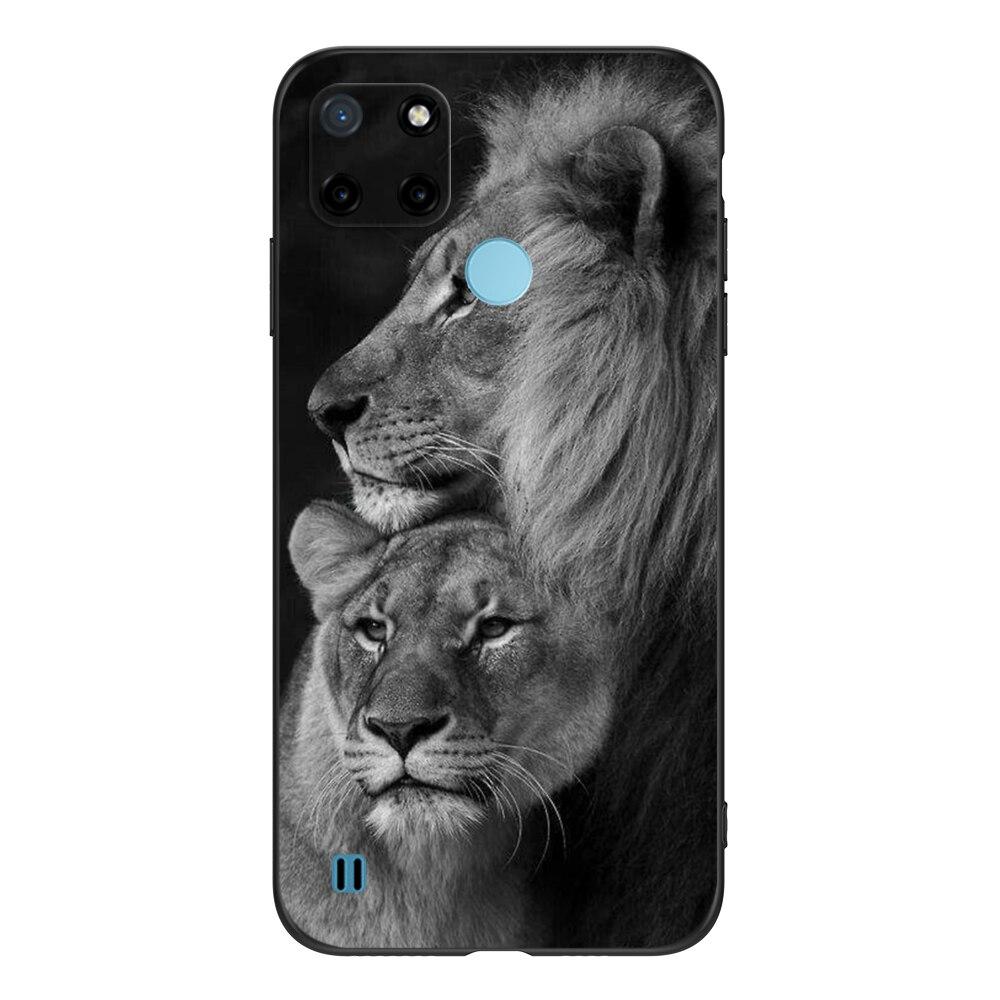 For Realme C21Y C25Y Case For OPPO Realme C21Y C25Y 4G Soft Case RMX3261 Coque 6.5inch Black Tpu Case Lion Wolf Tiger Dragon
