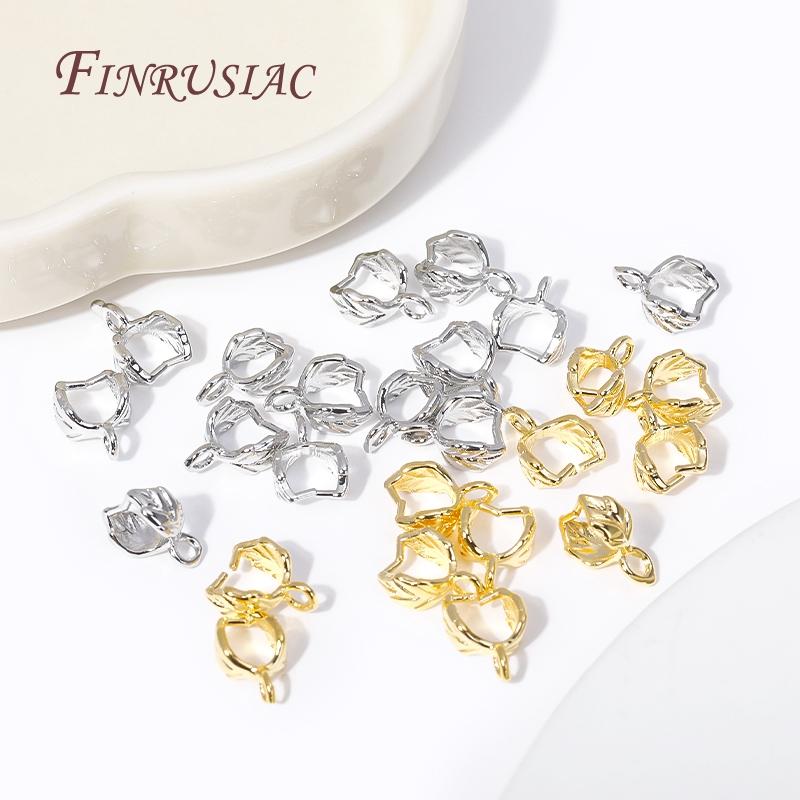 18K Gold Plated Pinch Pendant Bail Clasp Trendy Leaf Shape Bails For Jewelry DIY Findings Accessories