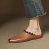 Mode 2025 Sommer Modestil Echtes Leder Peeptoe Pantoletten Damen Niedrige Dicke Absätze Freizeit Mules Damen Geschlossene Zehen Damen Sandalen