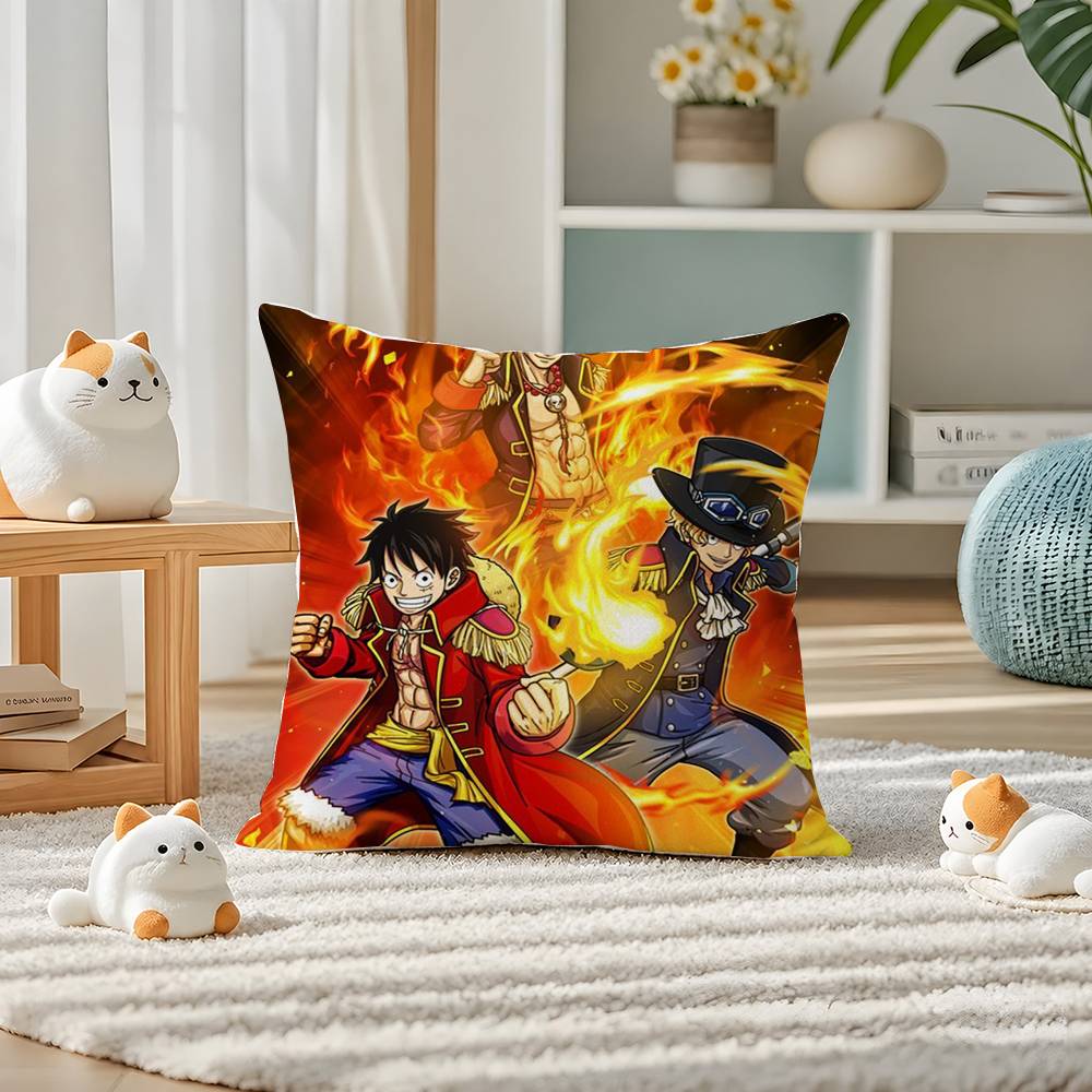 One Piece Red Hair Shanks Anime Plush Pillow Cover Soft Short Plush Cushion Cover For Sofa Bedroom Home Decor Gift Decoration