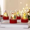 Christmas Glass Ball Decorative Miniature Nutcracker Snowman Globe LED Glowing Wooden Ornament Kids Xmas Snow Globe Gifts