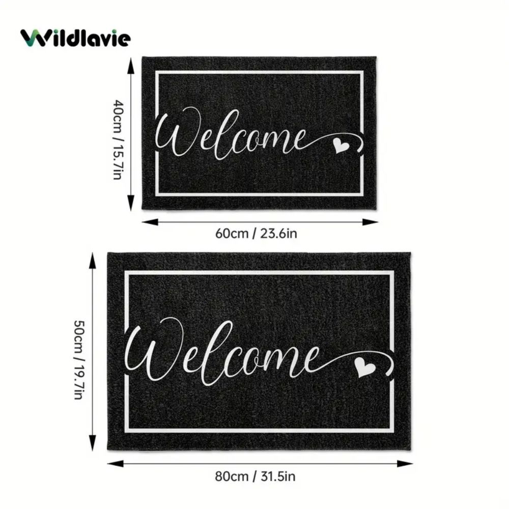 VIKAMA Entrance Welcome Mat - Black, Stain-Resistant And Durable Floor Mat, Bathroom And Kitchen Carpet, Home Decoration