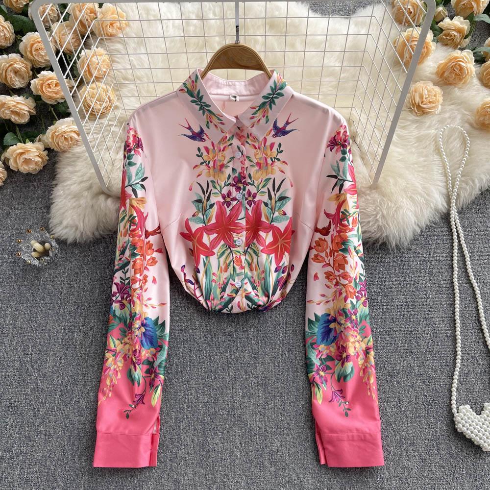 

Рубашка RUGOD во французском стиле ретро, ​​женская дизайнерская ниша, новинка 2022 года, весенняя новая женская маленькая рубашка, топ, шифоновая рубашка с принтом, женская