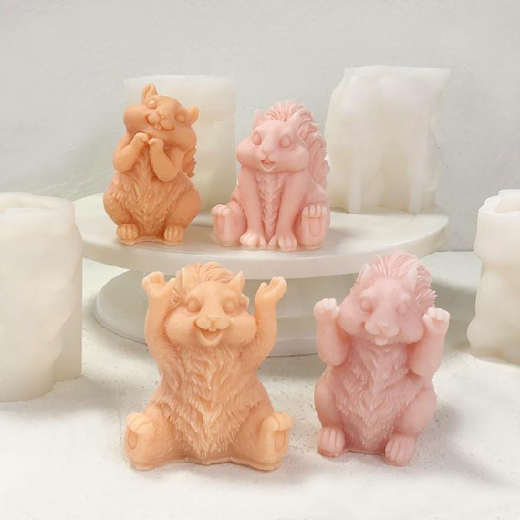 Easy to Clean Silicone Candle Molds Fondant Moulds Squirrel Shape Resin Project Moulds Silicone Texture for Candle