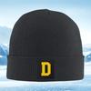 Letra D amarela ousada contra fundo escuro Chapéu de Tricô Beanie Gorro Unissex Masculino Feminino Inverno Térmico Quente Natal Ao Ar Livre