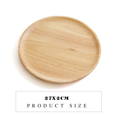 Rubber wood Round Japanese style dinner plate beef steak fruit Snacks tray tea tray Restaurant storage plate Solid wood plates