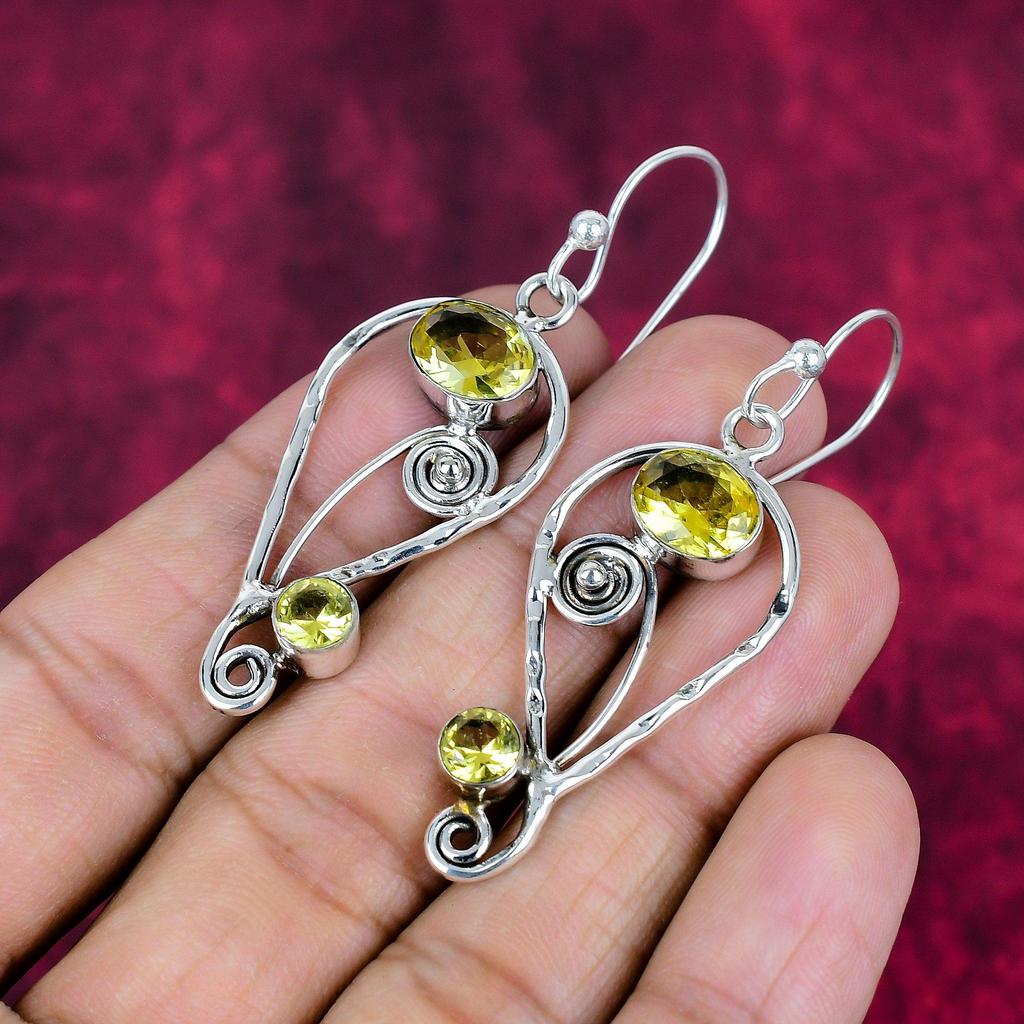 Citrine Earrings, 925 Solid Sterling Silver Gemstone Jewelry, Handmade Earrings, For Thanksgiving