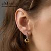 eManco Punk Hiphop Geometric Multi Small Circular Pendant Two-color Hoop Earrings Women Engagement 18K Color Blocking