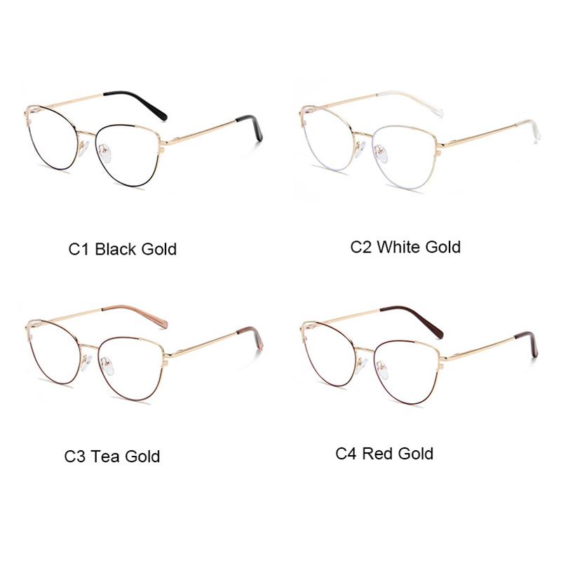 Vision Glasses Female Eyewear Cateye Blocking 0 Alloy Spectacle Metal Feminine Design Spectacle Stylish To Optical Ladies -6.0 Elegant Myopia Sexy