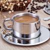 Tasse à café en acier inoxydable de haute qualité, tasse à eau, tasse à remuer/tasse à lait avec assiette et cuillère