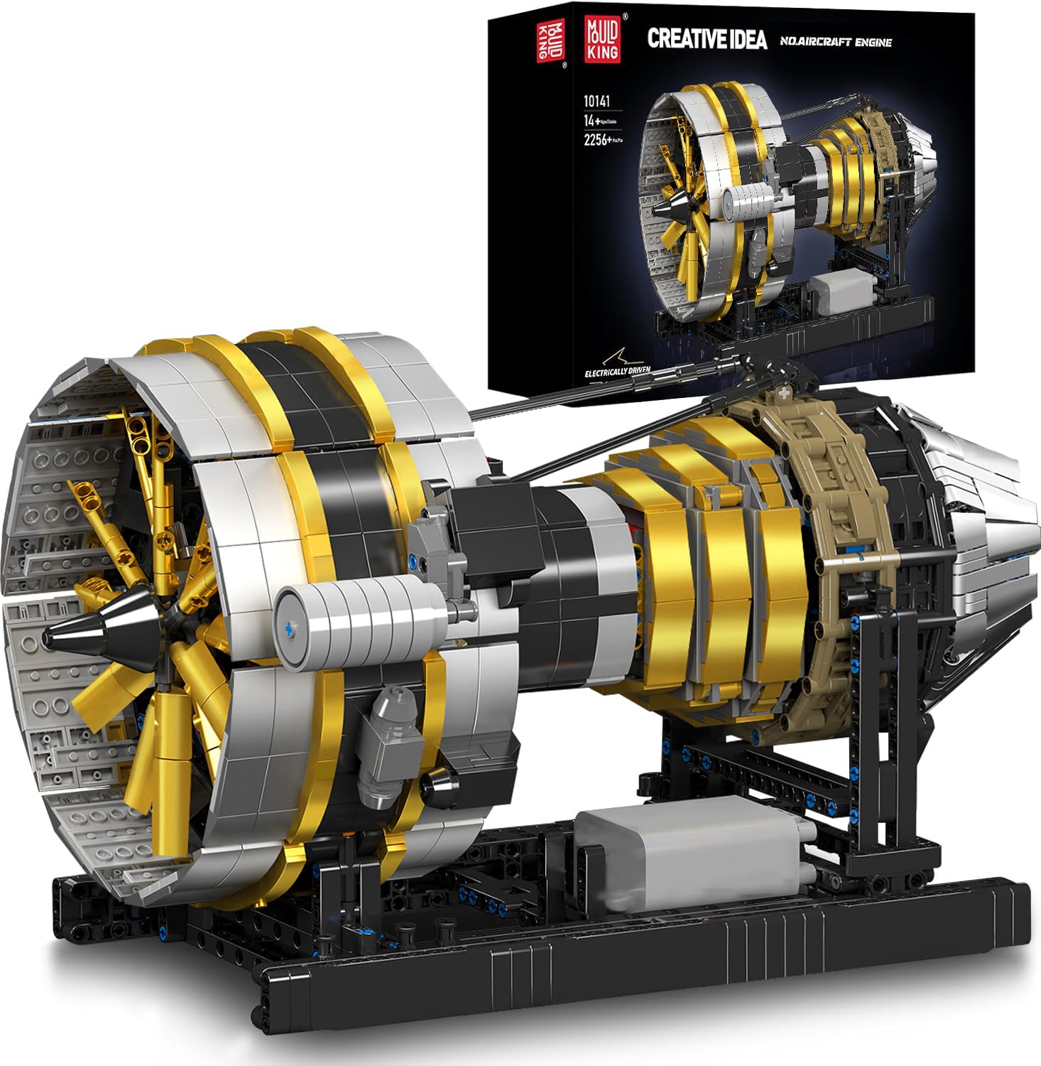 

Mould King 10141 MOC Technic Двигатель самолета Строительный блок Технология Набор строительных блоков с мотором и авиационным двигателем 2256 для взрослых Набор, Коробка,