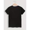 Women Black Round Neck Short Sleeve Top Featuring A Coffin Pattern, A Skull and Rose Makeup Design, Perfect for Casual Wear in Spring and Summer