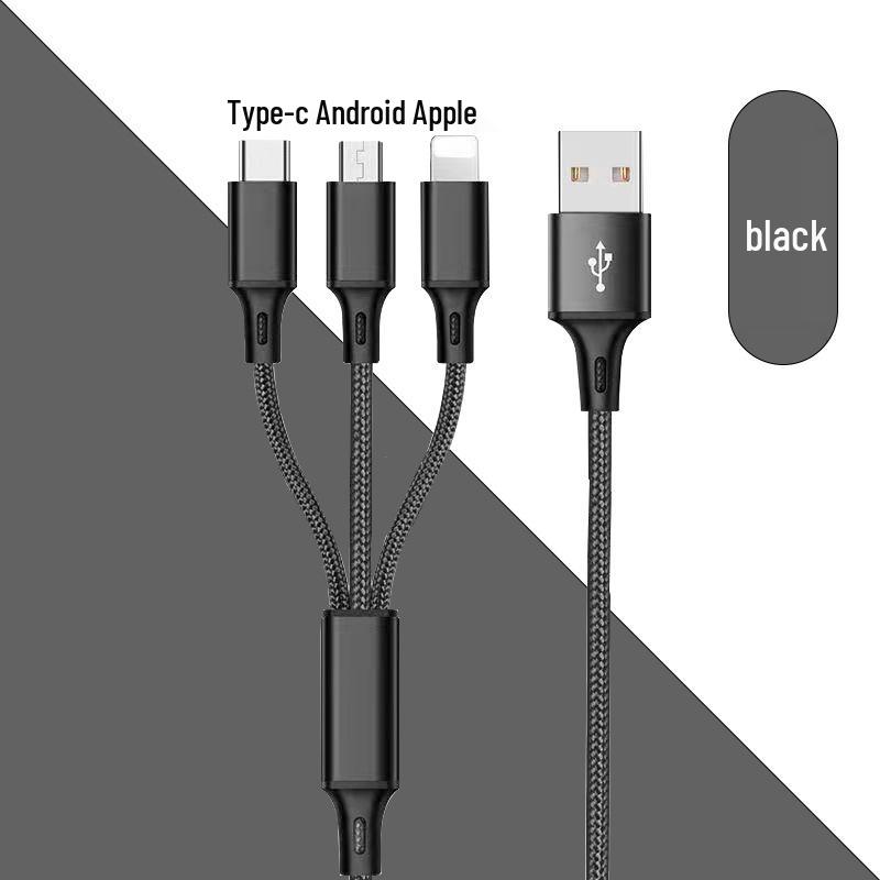 Nylon Braided 3-in-1 Charging Cable for Car and Phone with Custom Logo