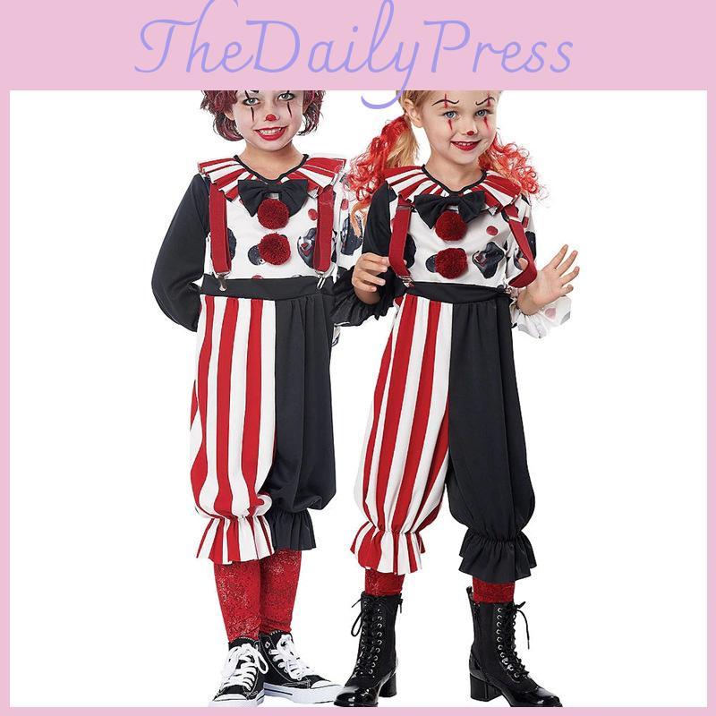 Colorful Polyester Clown Costume For Kids Perfect For Halloween Performance And Stage Shows
