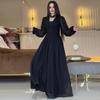 Autumn 2024 European & American Fashion Mesh Puff Sleeve Slimming Dress