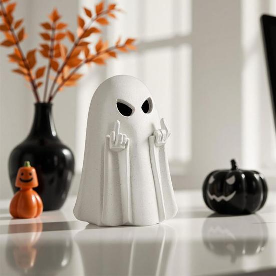 Halloween Kjærlighetshjerte Spøkelse Figur Frekk Langfinger Spøkelsesstatue Resin Skulptur Hjem Kontor Skrivebord Dekorasjon Ornament