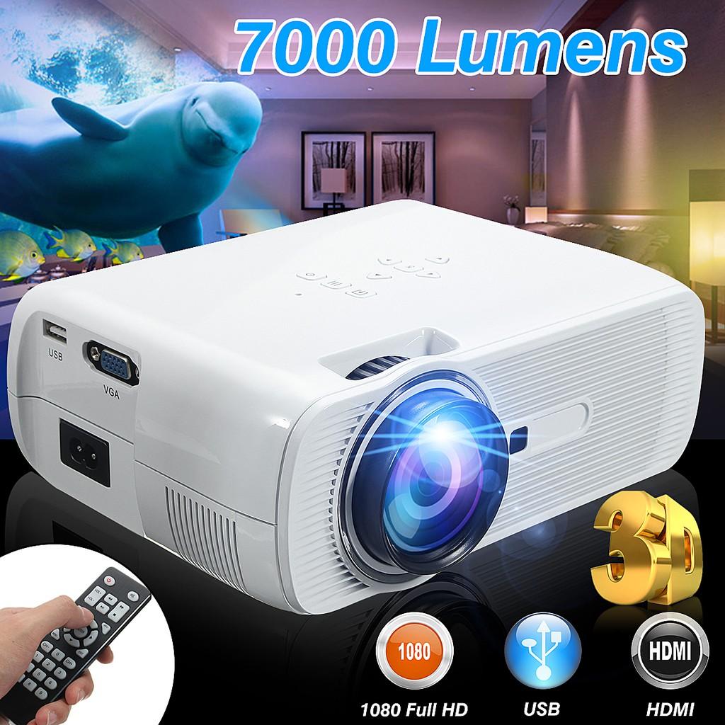 Mini 2500 Lumens LED Projector Cinema Theater 3D Home 1080P FHD HDMI USB AV/VGA Portable Multimedia