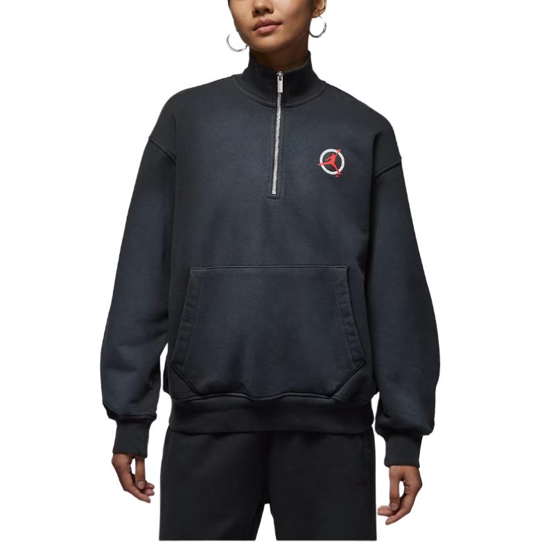 Jordan Logo Half-Zip Loose Long Sleeve Sweatshirt Women sweatshirt IO9532-010 M