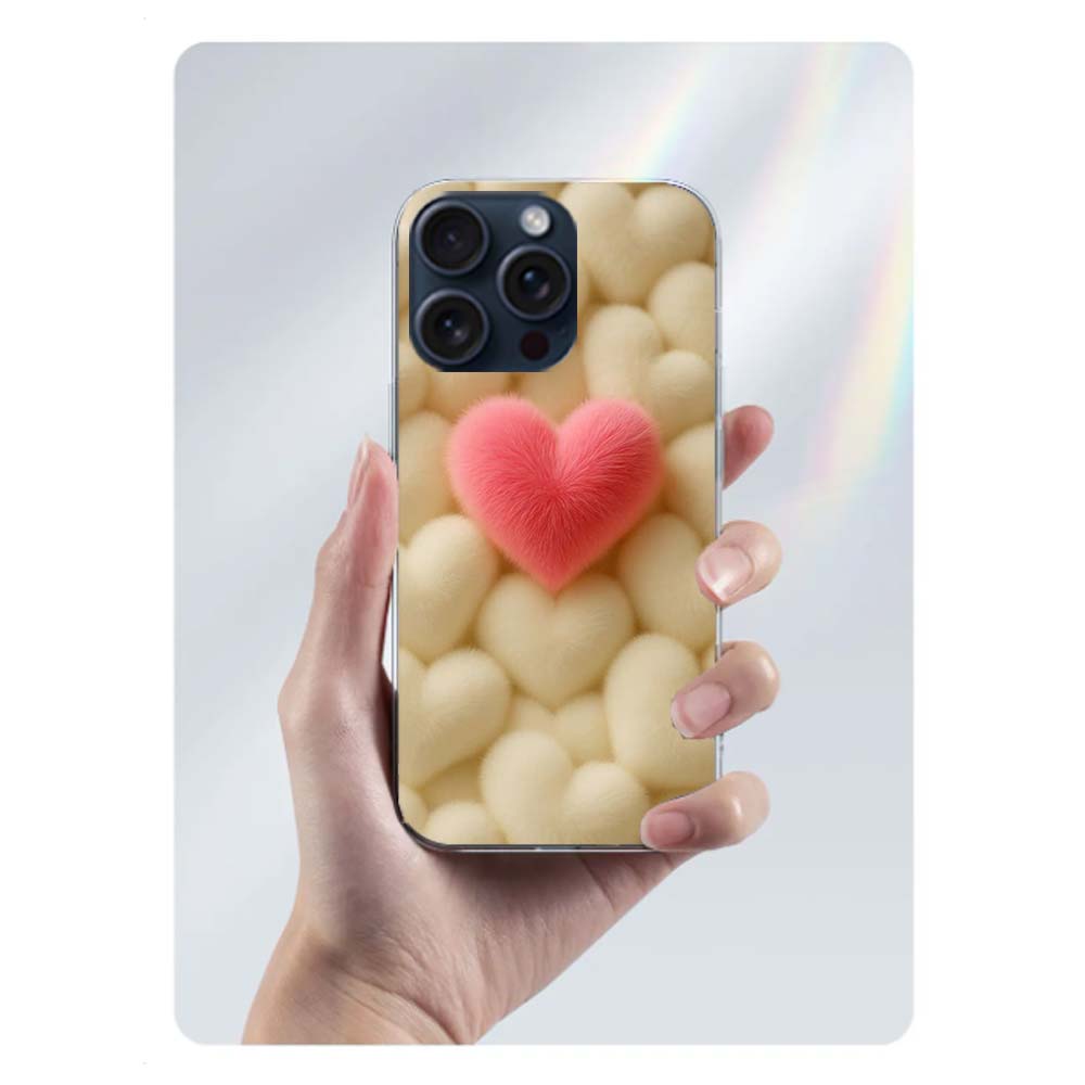 Furry Heart Clear Phone Case For Iphone 17 Air 16 Pro Max 15 Pro 14 Plus 17E 16E 11 13 12 Mini Cover Cases Fundas Cell TPU Capa