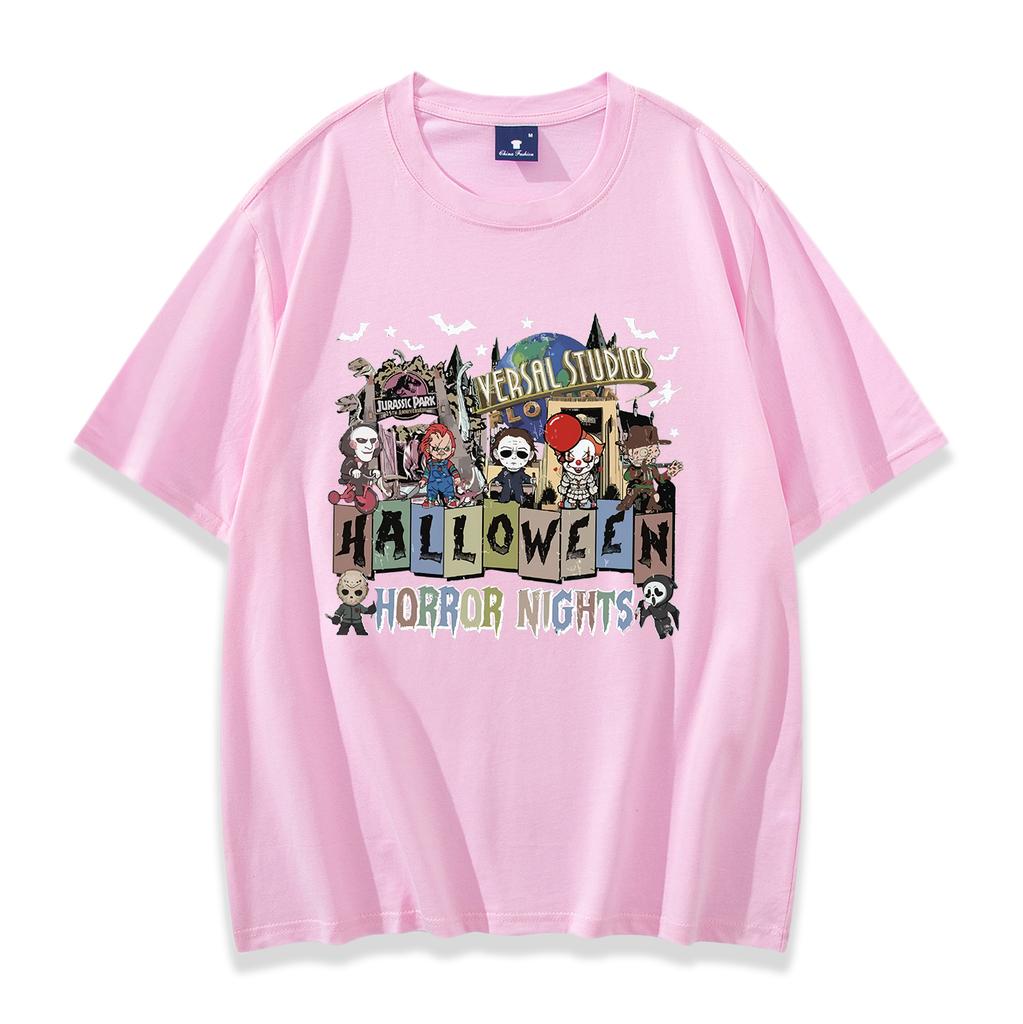 Horror Movie Characters Shirt Halloween Party Shirt Spooky Season Shirt Women Men Short Sleeve Streetwear Hip Hop Tops