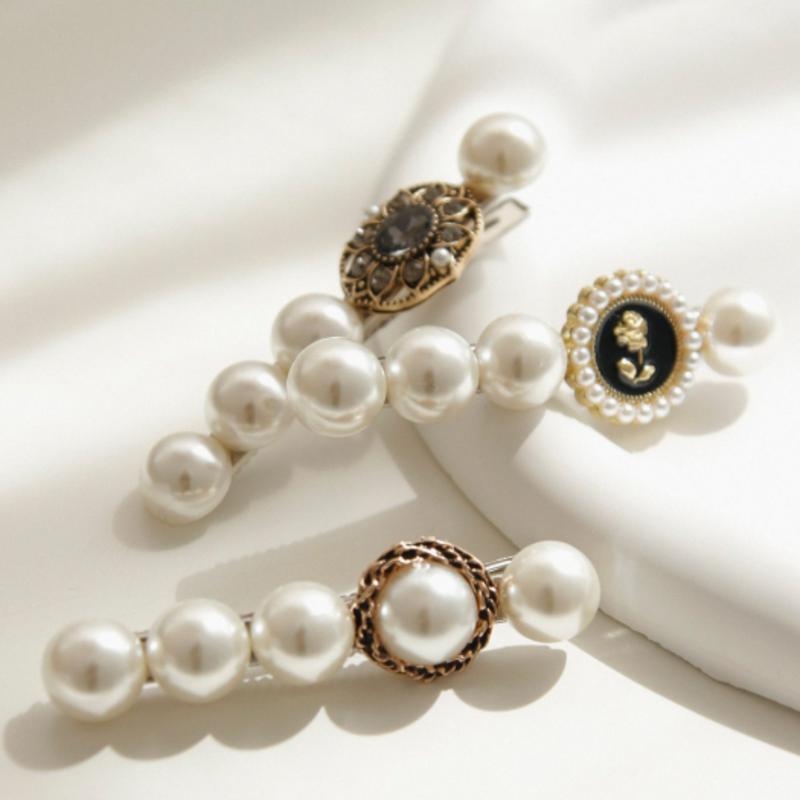 J.Lauren White Pearl Pendant Point Hair Clip H0970