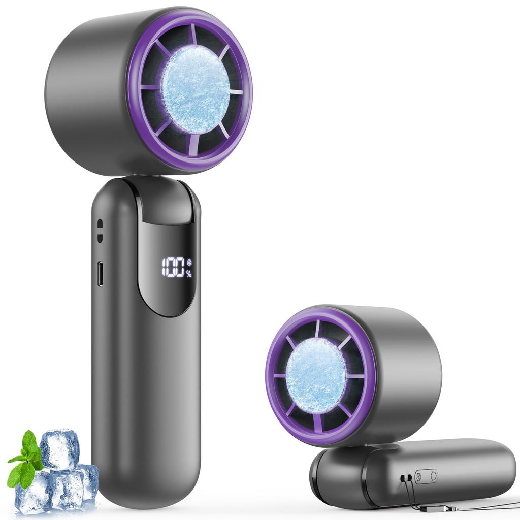 Innovative Instant Cooling To Portable Handheld Fan with Cooling Neck 5000mAh Large USB Tabletop 5 Adjustable Temperature Compact Mini Strap LED