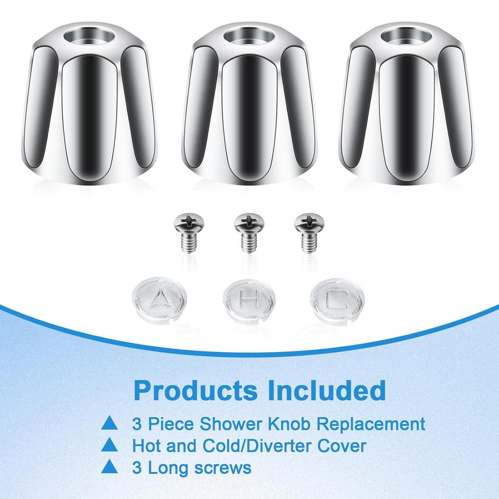 3Pieces Multipurpose Shower Knob Replacement Set Banthroom Accessory With Tub Faucet Handles In Matte Designs Finish