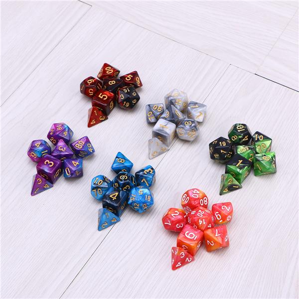 42Pcs Double-Colors Acrylic Polyhedral Dice Party Math Role Table Game Playing