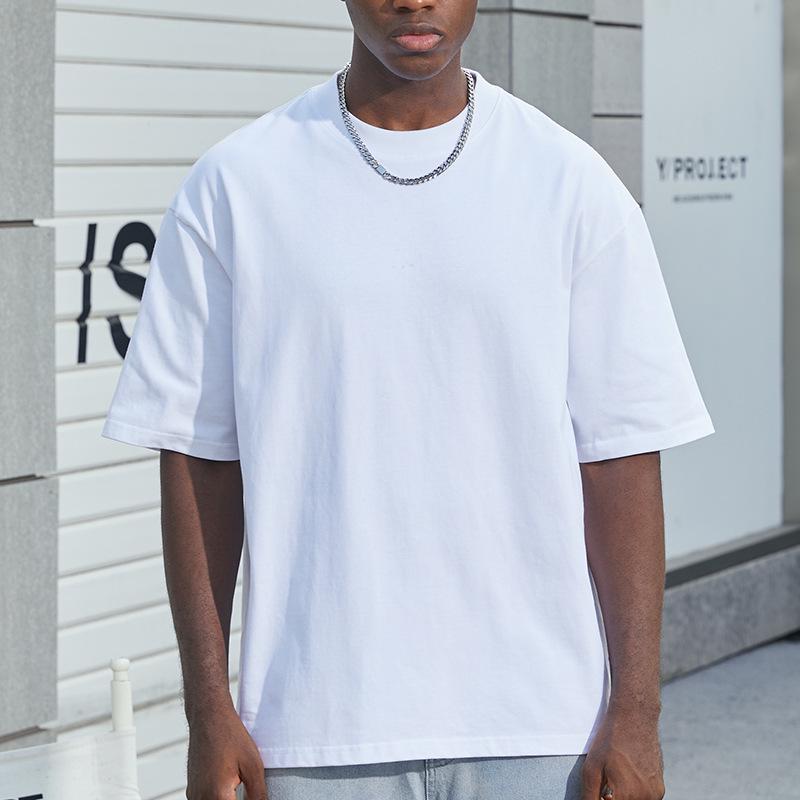 Men's Pure Cotton Oversized Heavyweight T-Shirt - Plus Size Solid Color Short Sleeve Trend