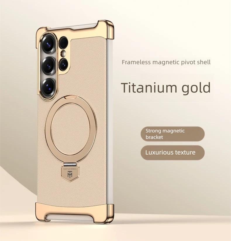 Luxe Metalen Bumper Case voor Samsung Galaxy S26 Ultra/S25 Ultra/S24 Ultra Magnetische Cover met 360° Ring Standhouder Randloos