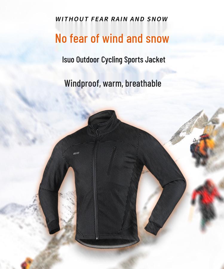 Windproof Warm Fleece Cycling Jersey - Autumn/Winter Outdoor Sports Top