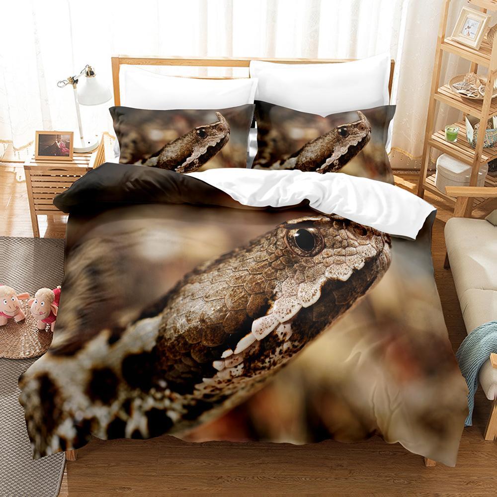 3D Snake Viper Bedding Set 2/3Pcs Gift Quilt Duvet Cover Single Double King Size