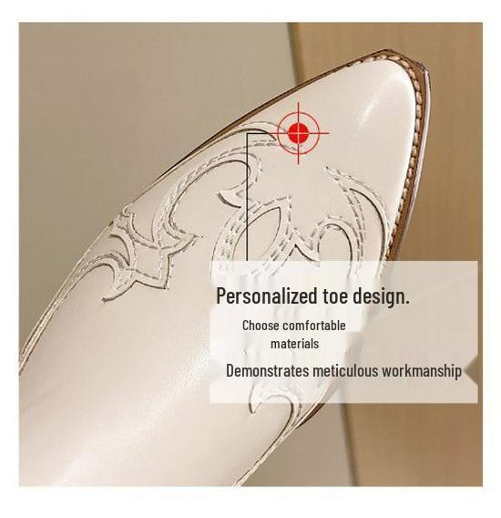 Damen Überknie-Cowboystiefel mit spitzer Zehenpartie in Übergröße - 2025 Herbst/Winter Klobiger Absatz Western-Stil