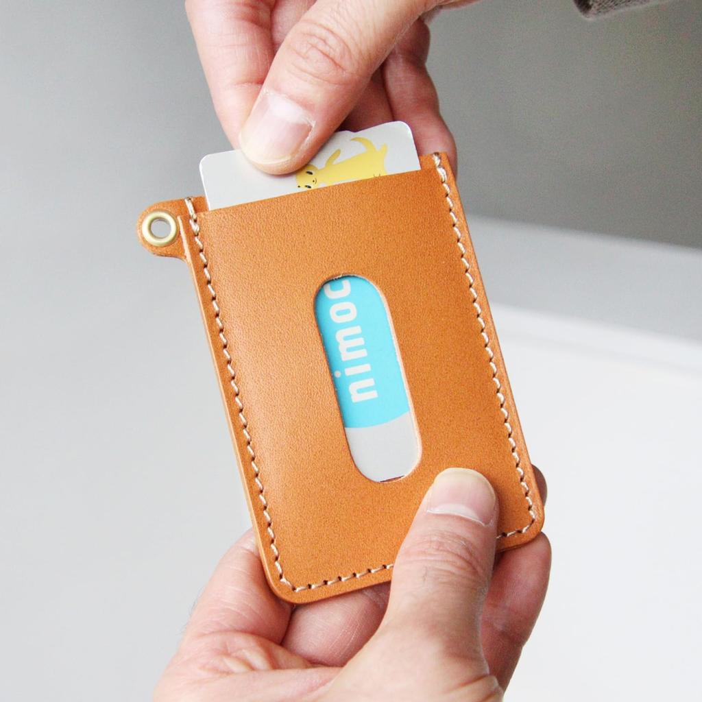 [PORCO ROSSO] Pass Case with Eyelets, Vertical Design, Genuine Tochigi Leather, Slim Fit, Men's and Women's, Made in Japan, Camel [sokunou]